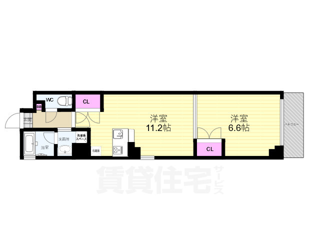 京都市下京区白楽天町のマンションの間取り