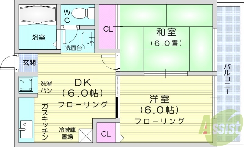 仙台市宮城野区安養寺のアパートの間取り