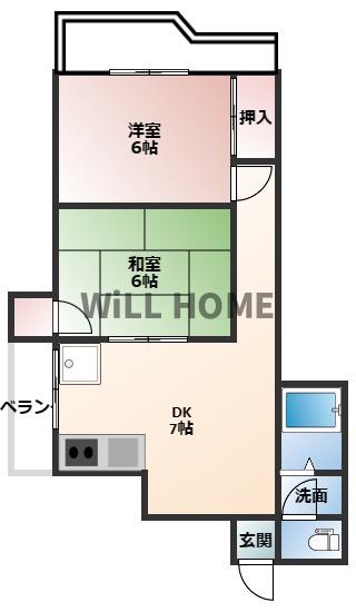 海南市名高のマンションの間取り