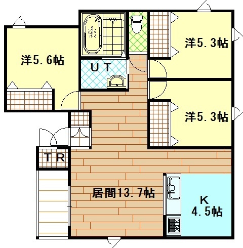 旭川市一条通のアパートの間取り