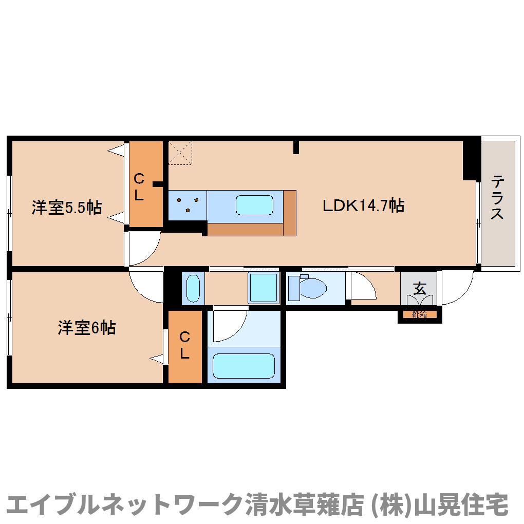 静岡市清水区吉川のアパートの間取り