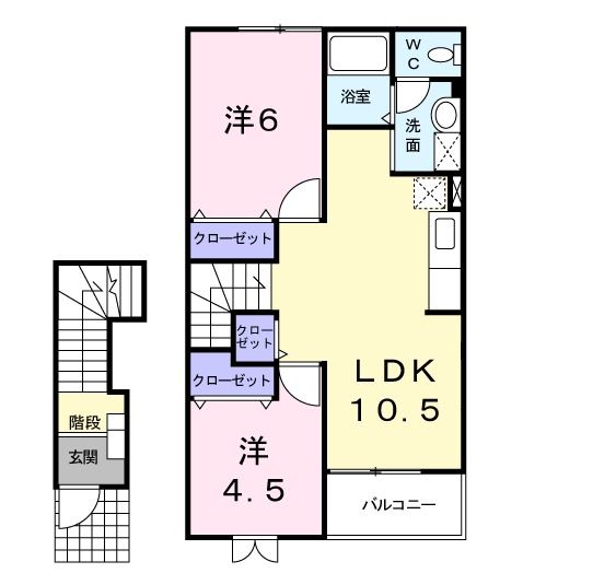 福島市松川町美郷のアパートの間取り