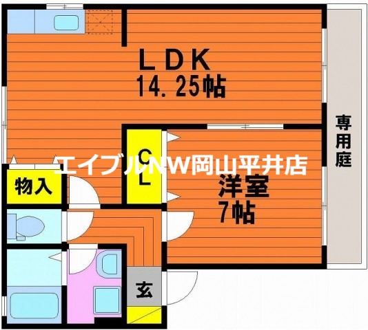 岡山市中区山崎のアパートの間取り