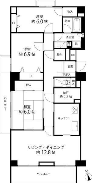 【府中市天神町のマンションの間取り】