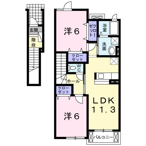 四日市市大治田のアパートの間取り