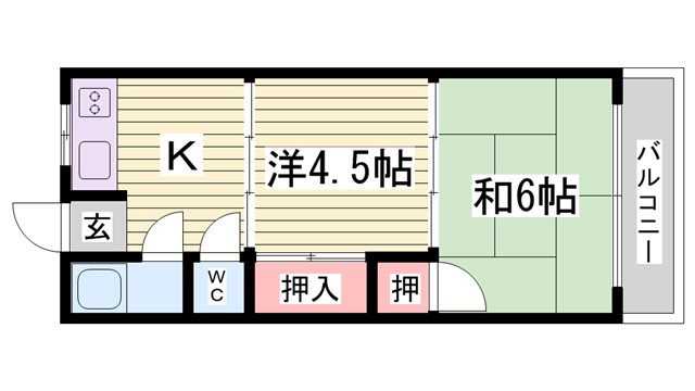 神戸市長田区長者町のアパートの間取り