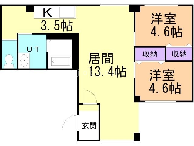 釧路市共栄大通のアパートの間取り