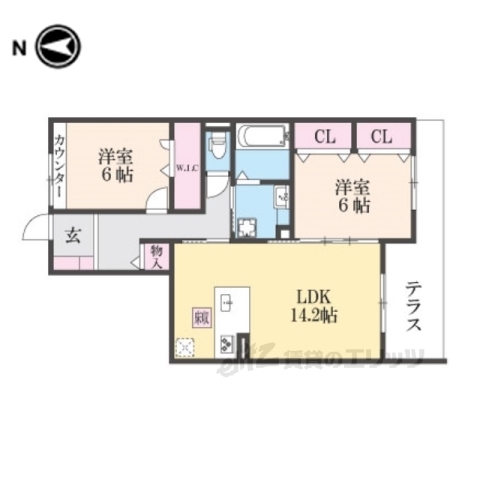 葛城市北花内のアパートの間取り