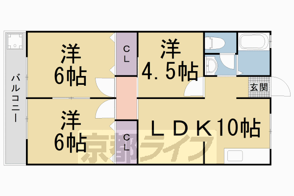 中西マンションＢ棟の間取り