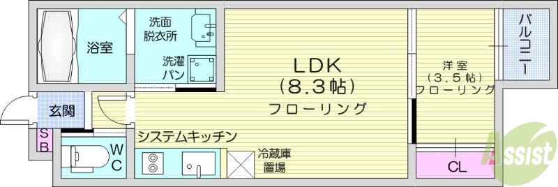 仙台市太白区松が丘のアパートの間取り