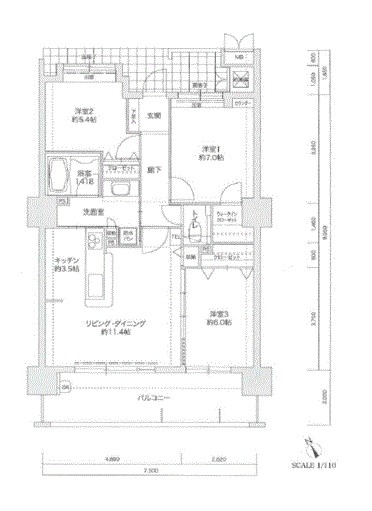 福岡市博多区中洲中島町のマンションの間取り