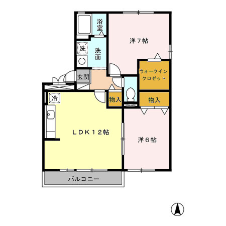 【笛吹市石和町唐柏のアパートの間取り】