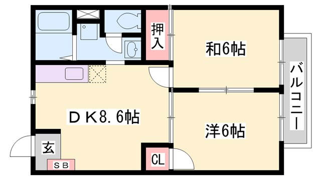 姫路市大津区真砂町のアパートの間取り