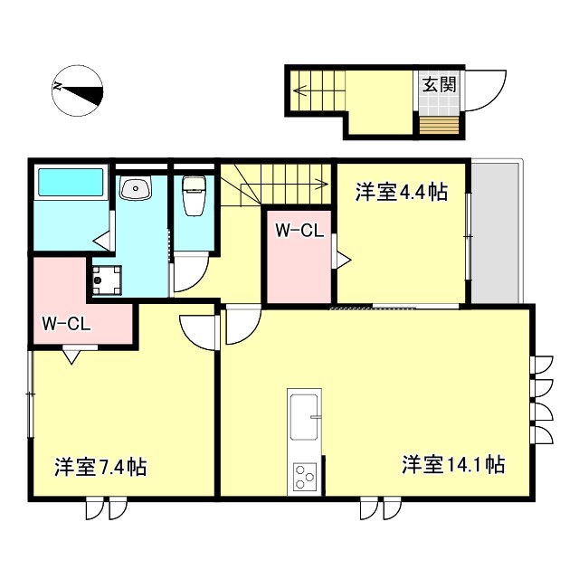 姫路市飾磨区今在家のアパートの間取り