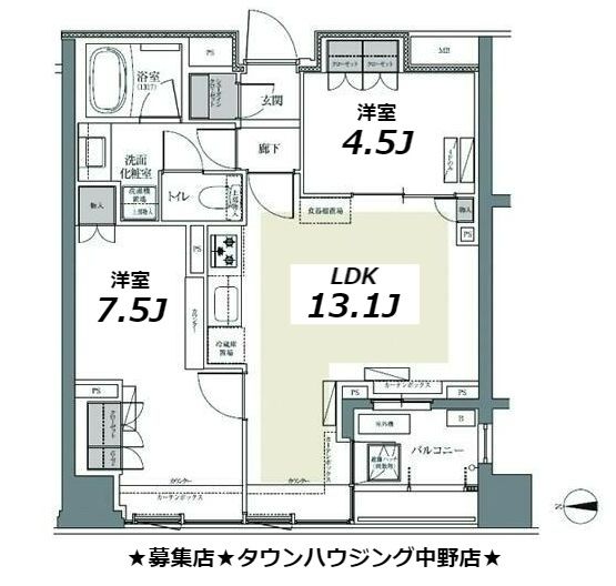 中野区東中野のマンションの間取り