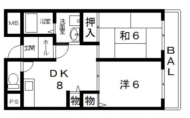 八尾市八尾木東のマンションの間取り