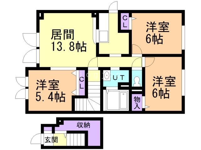 岩見沢市一条東のアパートの間取り