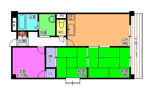 ＪＲ山陽本線 東加古川駅 徒歩3分 4階建 築38年の間取り写真