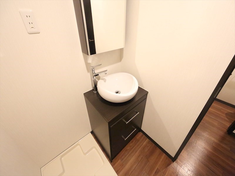 洗面設備　脱衣所　デザイン独立洗面台　収納スペース有　同型写真