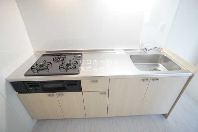 キッチン　お料理好きにはオススメのグリル付３口システムキッチン設置済♪