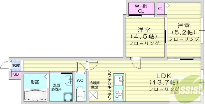 地下鉄東西線 西２８丁目駅 徒歩7分 4階建 築9年の間取り写真
