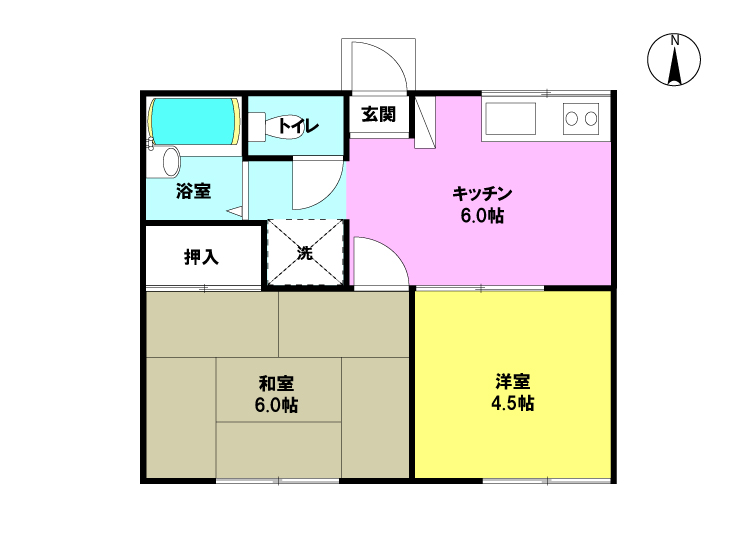 宇都宮市西川田本町のアパートの間取り