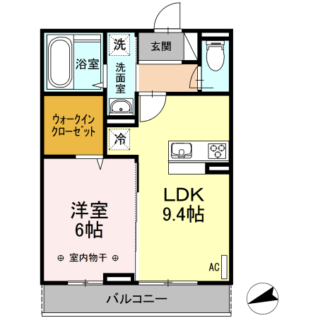 天童市老野森のアパートの間取り