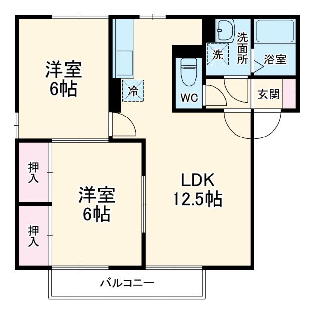 甲斐市中下条のアパートの間取り