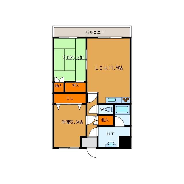 函館市湯川町のマンションの間取り