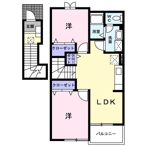 富士宮市大中里のアパートの間取り