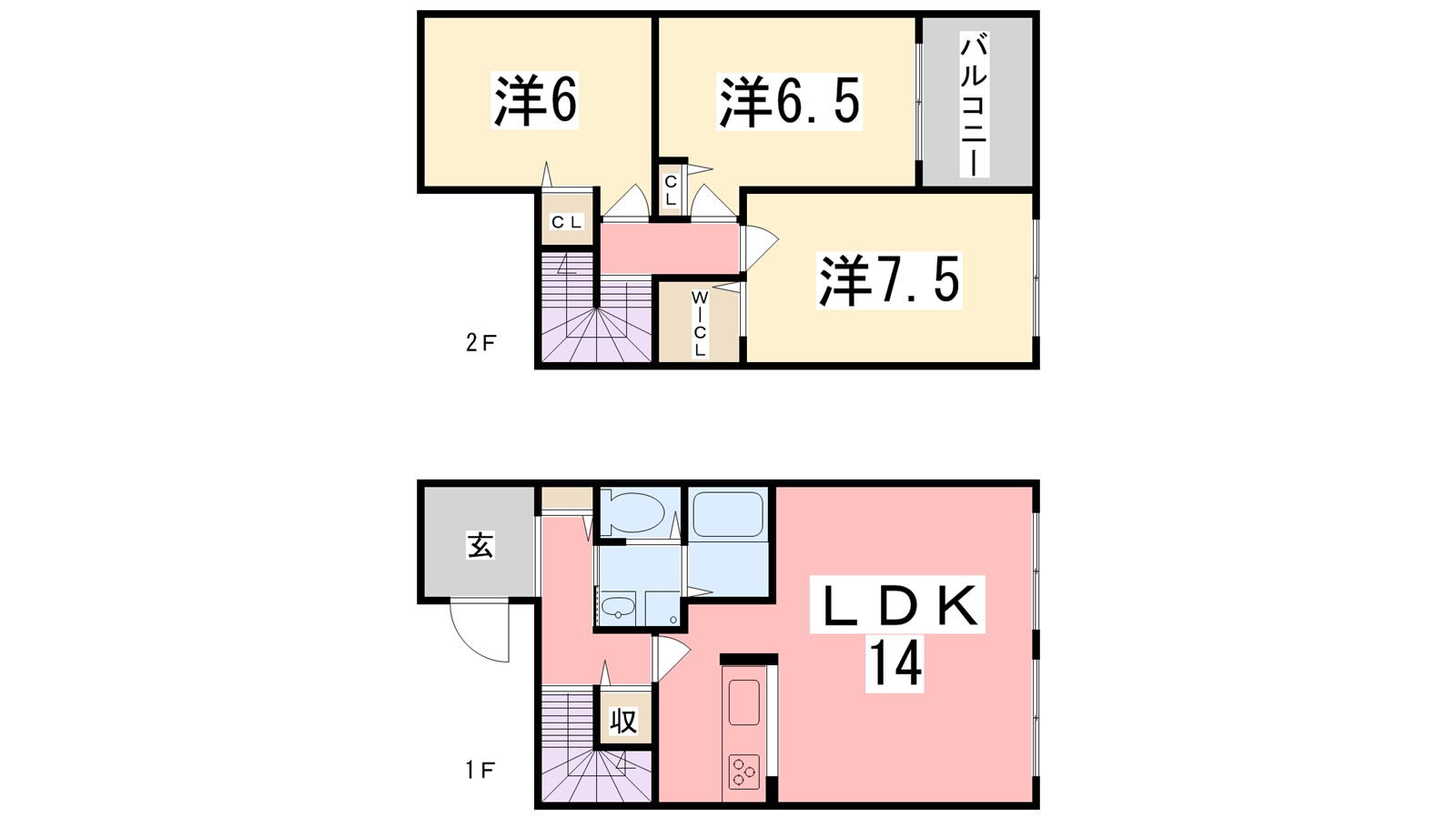 兵庫県姫路市飾磨区今在家６（一戸建）の賃貸物件の間取り