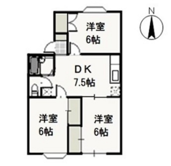 岡山市東区大多羅町のアパートの間取り