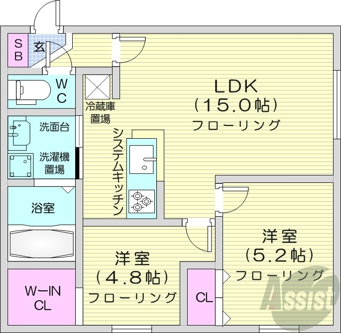 GLASSMAREHACHIKENの間取り