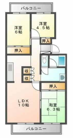 熊本市東区八反田のアパートの間取り