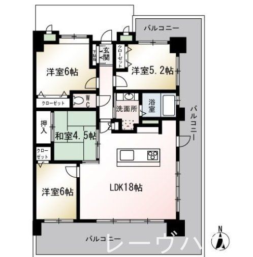 福岡市中央区荒津のマンションの間取り