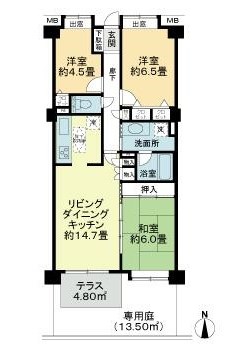 横須賀市船越町のマンションの間取り