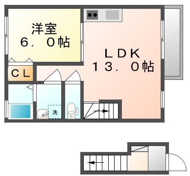 高松市新田町のアパートの間取り