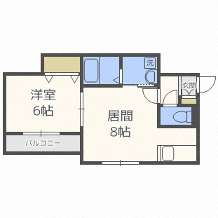 札幌市手稲区手稲本町一条のアパートの間取り