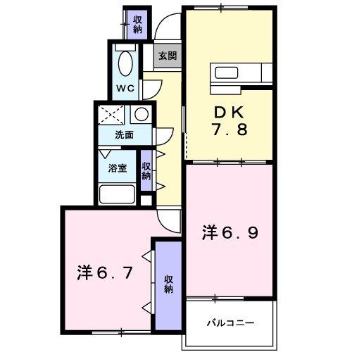 京丹後市大宮町口大野のアパートの間取り