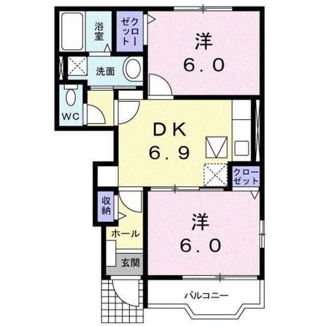 菊池郡菊陽町花立のアパートの間取り