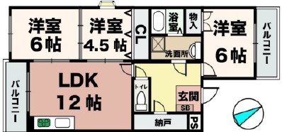 神戸市西区南別府のマンションの間取り