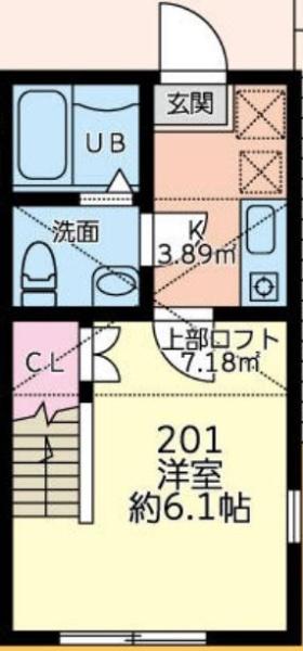 八王子市東中野のアパートの間取り