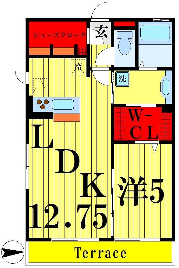 足立区大谷田のアパートの間取り