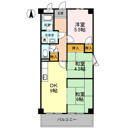 尼崎市東園田町のアパートの間取り