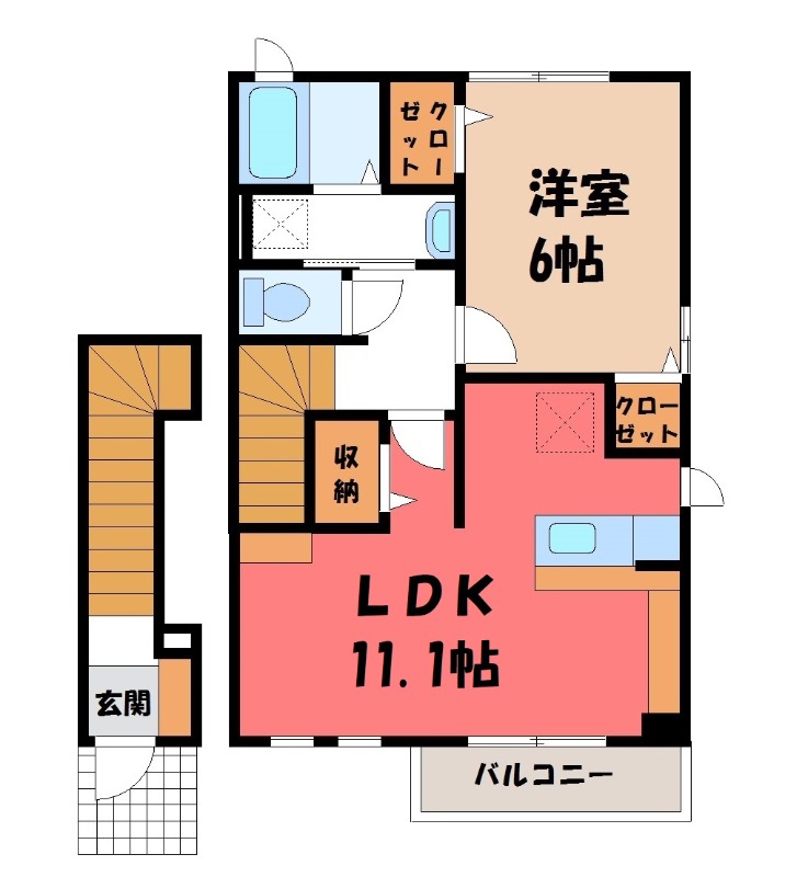 筑西市下中山のアパートの間取り