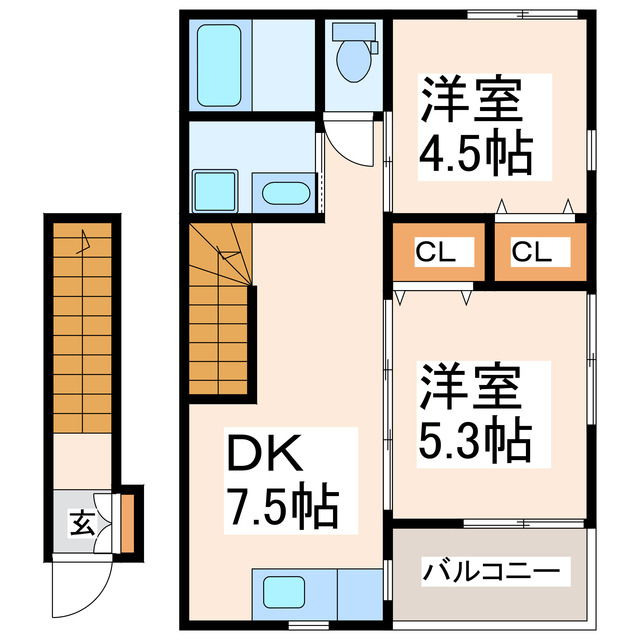 天草市本渡町本戸馬場のアパートの間取り