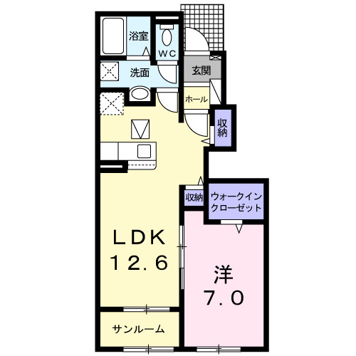 西伯郡南部町阿賀のアパートの間取り