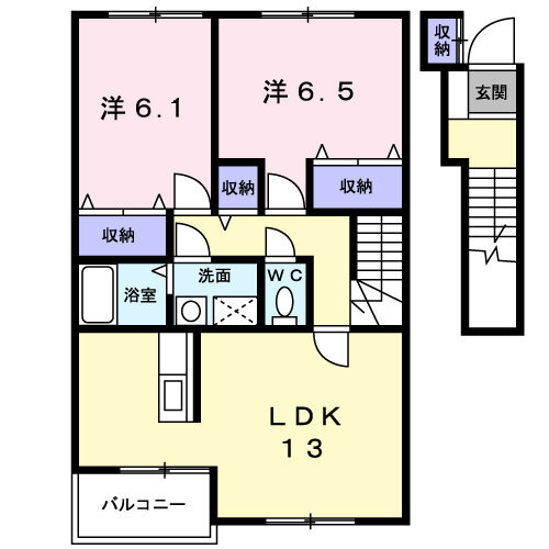 胎内市大川町のアパートの間取り