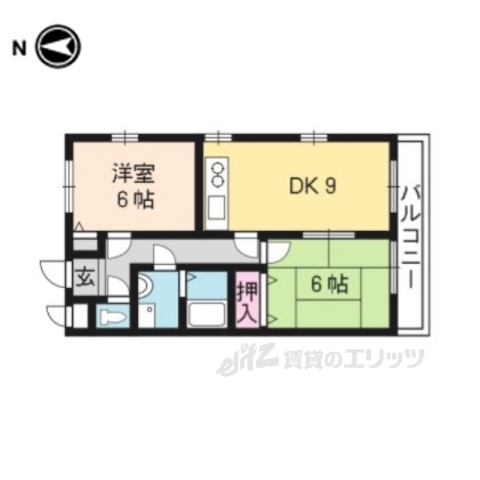 京都市左京区岩倉西河原町のマンションの間取り