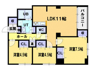 レーベン野幌の間取り